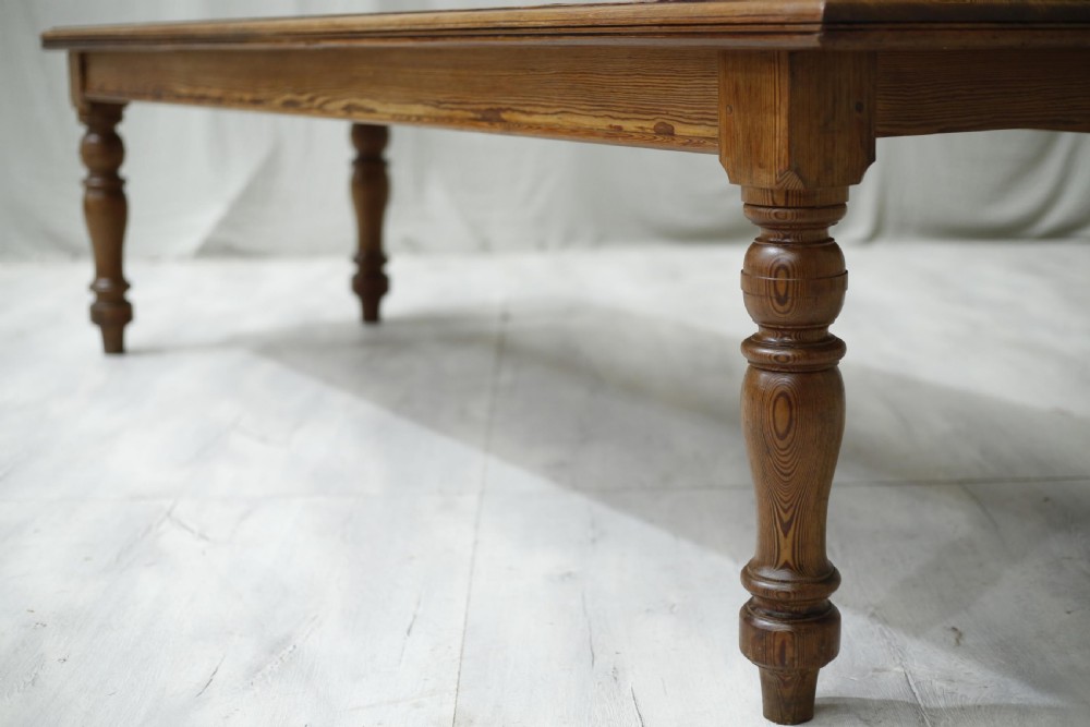 9ft Long 19th century Pitch pine farmhouse table View IX
