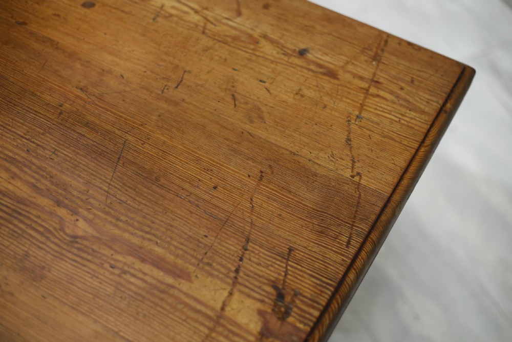 9ft Long 19th century Pitch pine farmhouse table View X