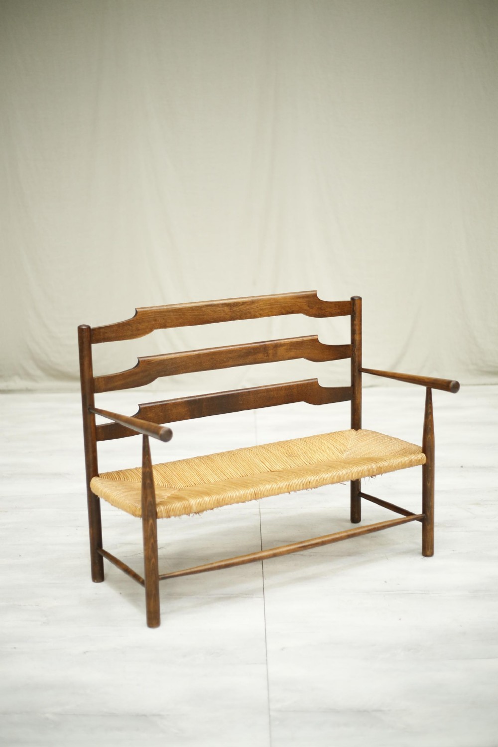 Early 20th century Antique rush seated country bench