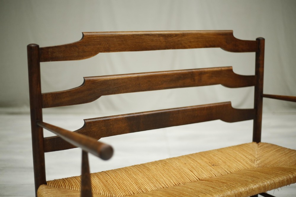 Early 20th century Antique rush seated country bench View III