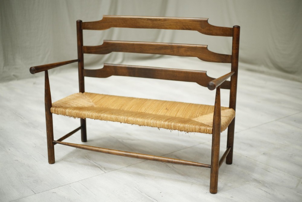 Early 20th century Antique rush seated country bench View VII