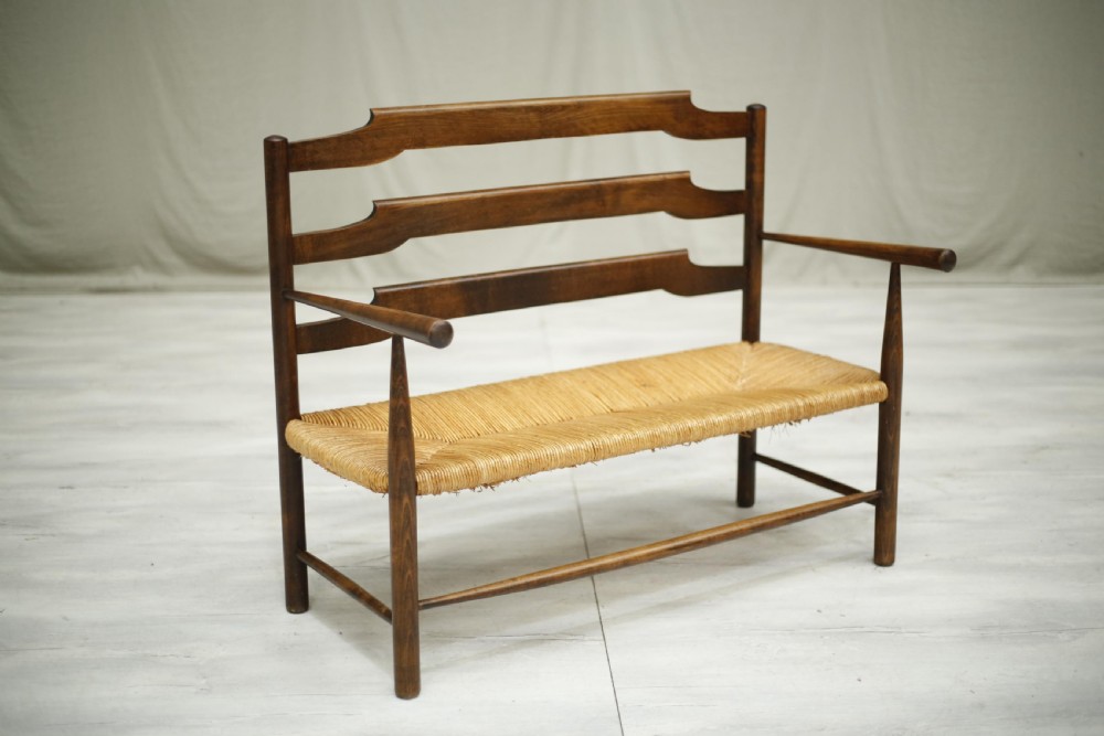 Early 20th century Antique rush seated country bench View VIII
