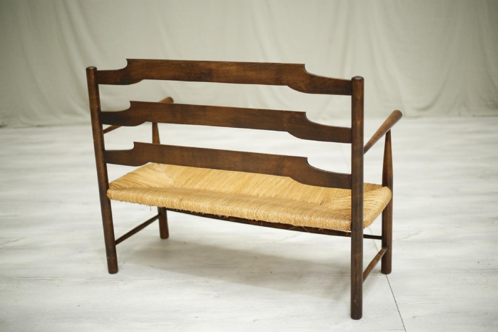 Early 20th century Antique rush seated country bench View XII