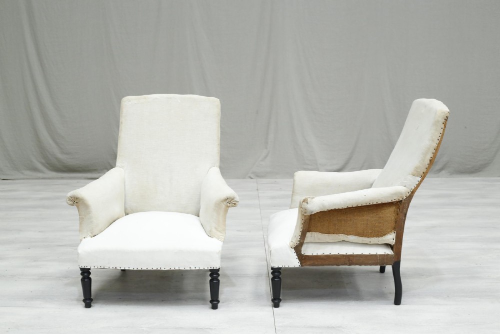 Pair of Napoleon III square backed armchairs View IV