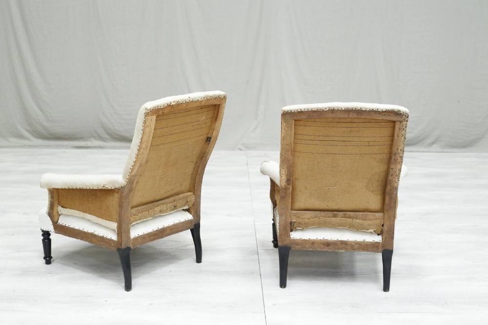 Pair of Napoleon III square backed armchairs View V