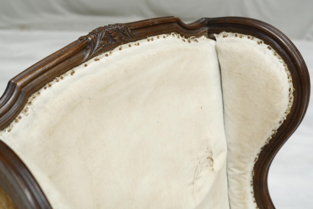 19th century French wingback armchair & footstool View IV