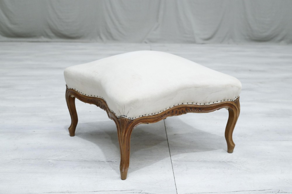 19th century French curved armchair with footstool View IX
