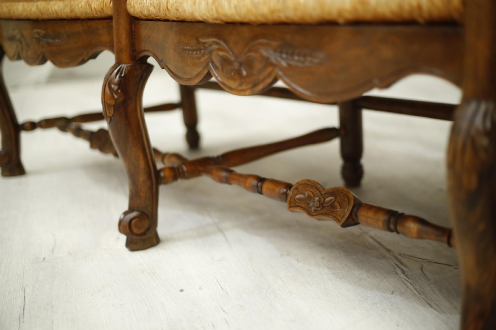 Early 20th century French rush seated country bench View VIII