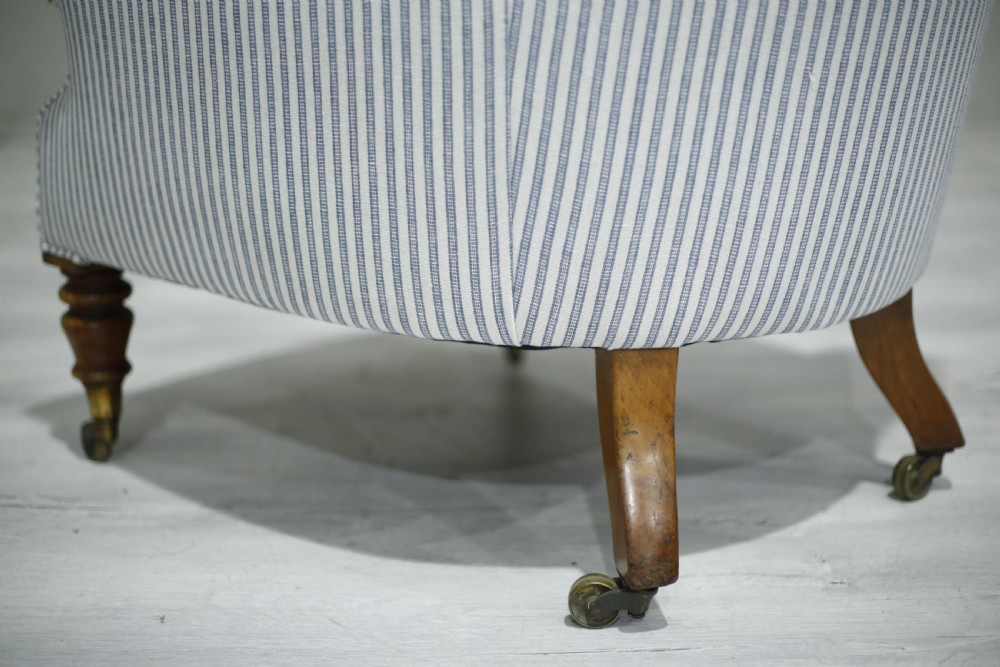 Country house armchair upholstered in ticking fabric View VII