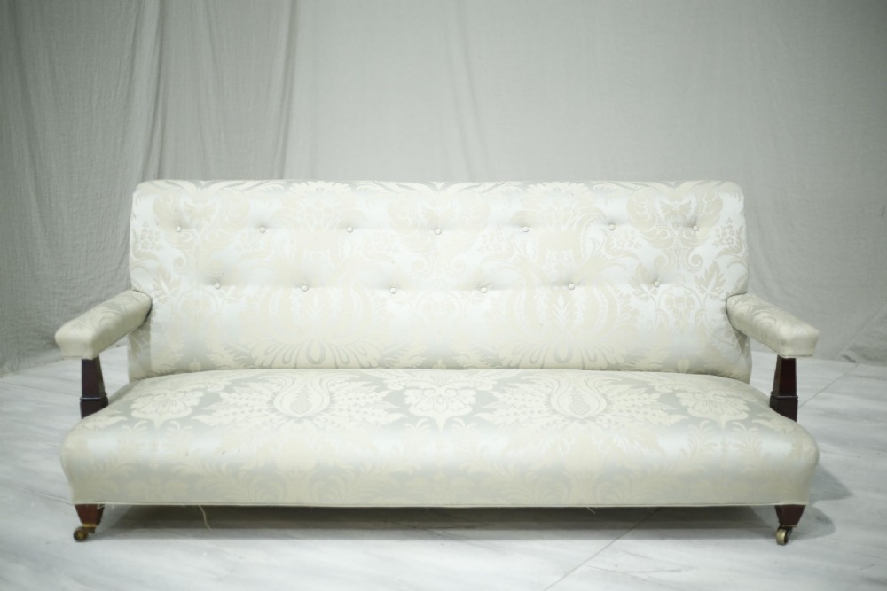 c.1900 Howard and sons style open armed sofa View V