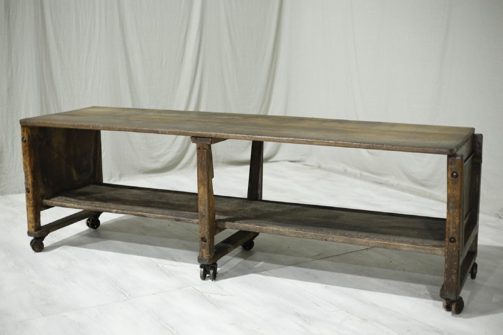 19th century 2.6m oak bakers table View IX