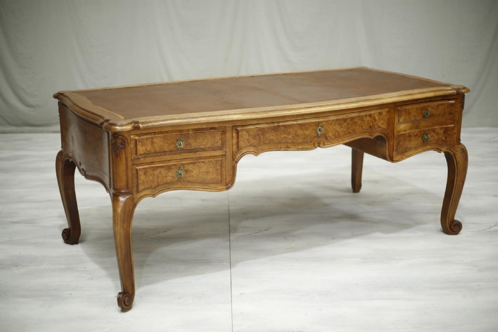 Monumental 19th century burr walnut desk View II