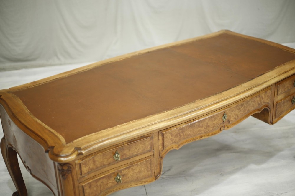 Monumental 19th century burr walnut desk View V