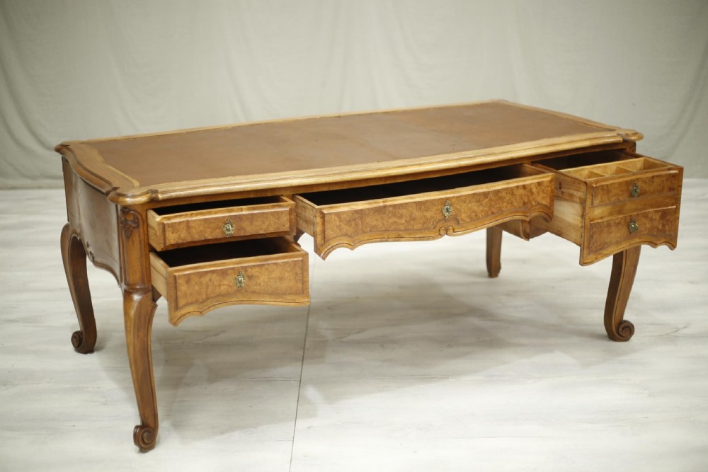 Monumental 19th century burr walnut desk View X