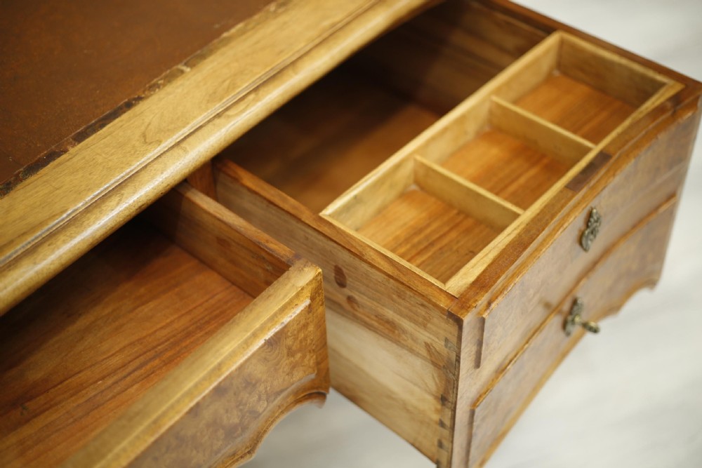 Monumental 19th century burr walnut desk View XI
