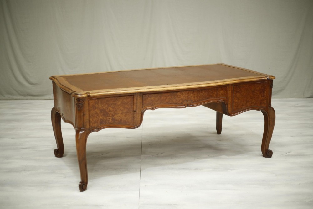 Monumental 19th century burr walnut desk View XIII