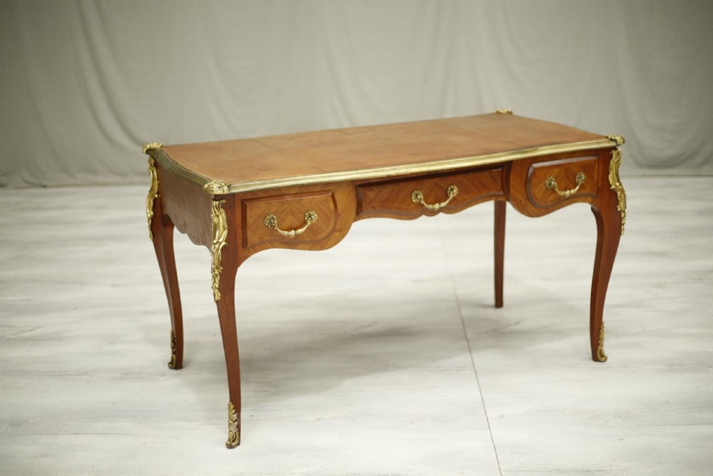 19th century French empire mahogany and leather desk View II