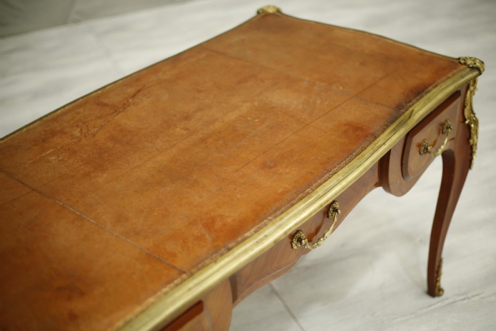 19th century French empire mahogany and leather desk View V