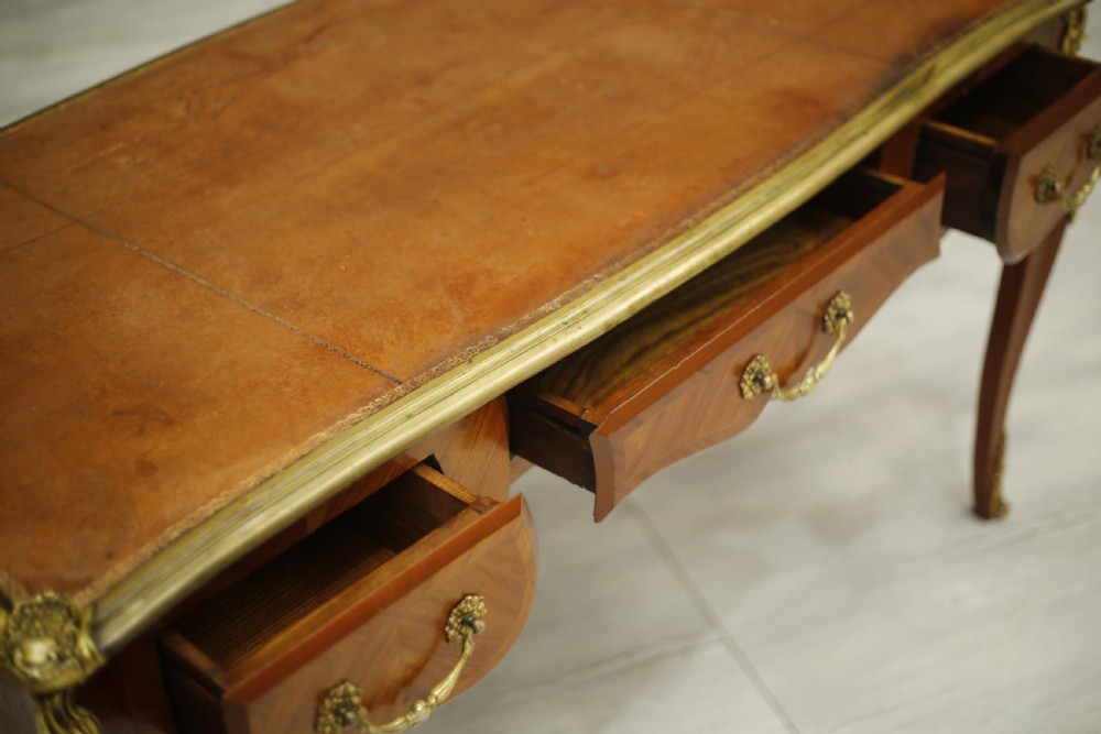 19th century French empire mahogany and leather desk View IX
