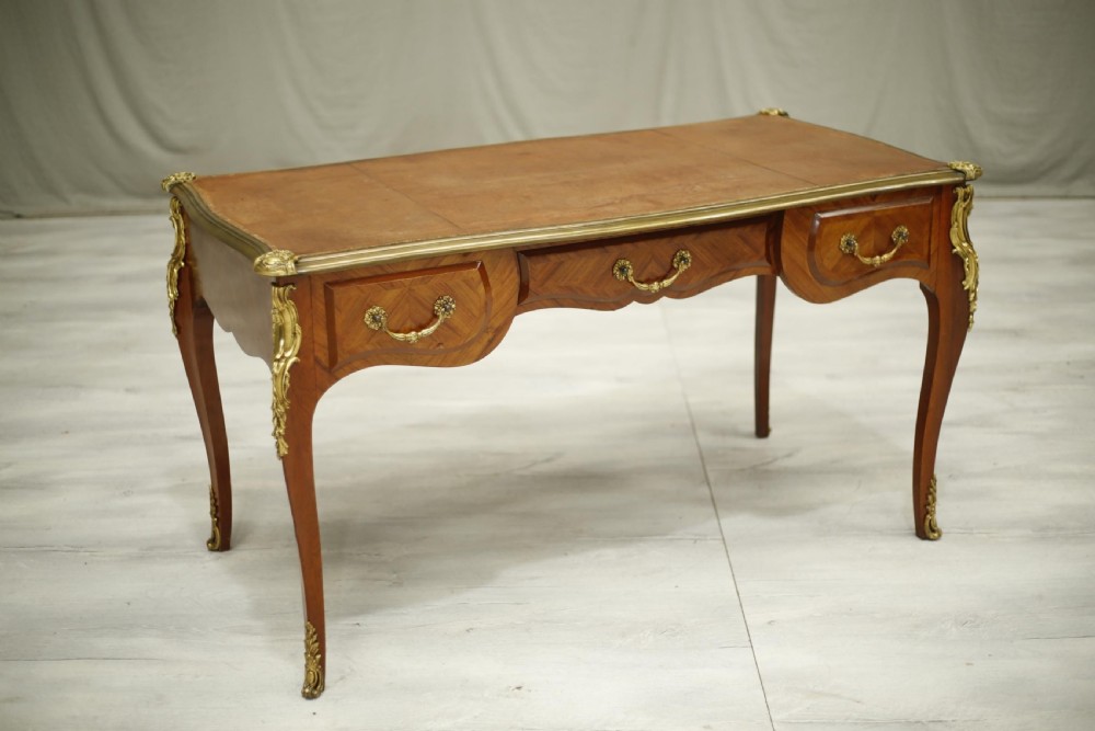 19th century French empire mahogany and leather desk View X