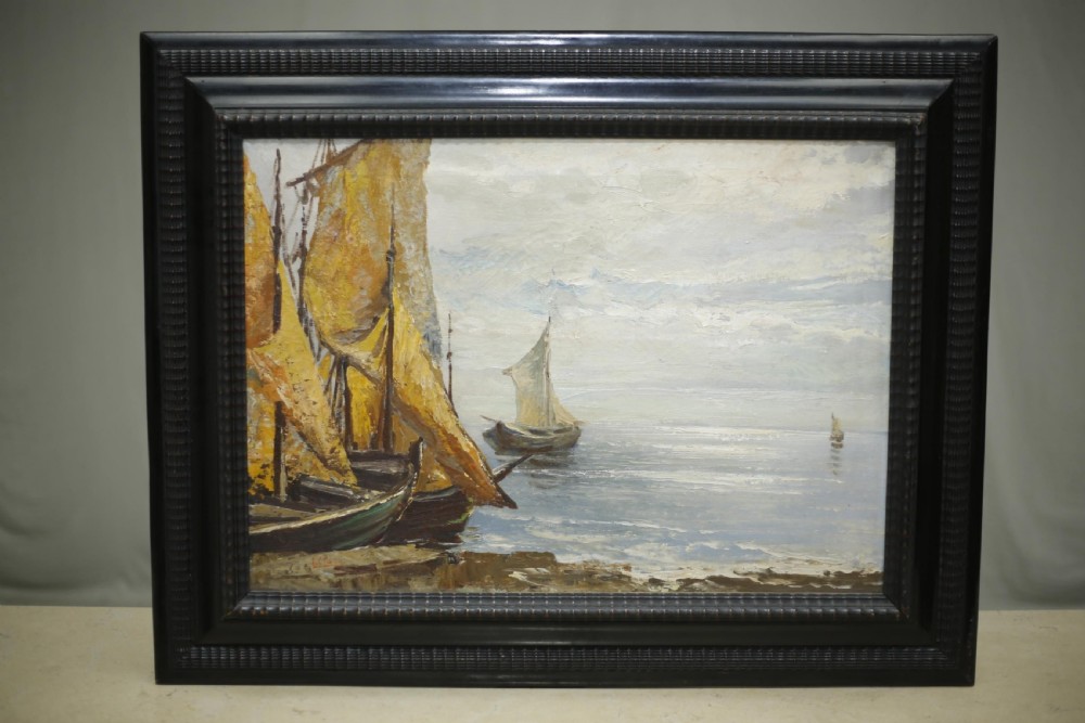 Oil painting of boats by Luigi Clara (1875-1925) View II