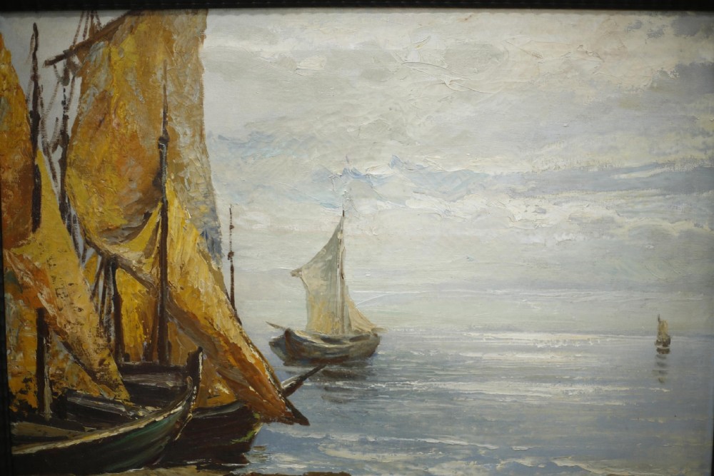 Oil painting of boats by Luigi Clara (1875-1925) View III