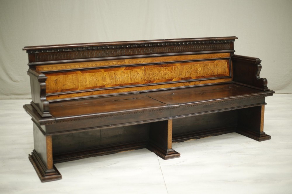19th century Italian penwork detail hall bench View II