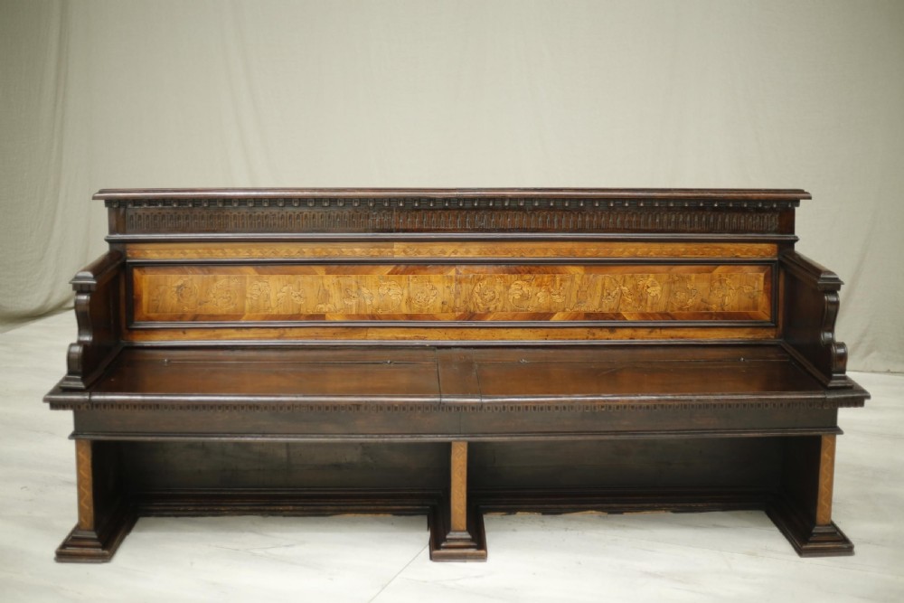 19th century Italian penwork detail hall bench View III
