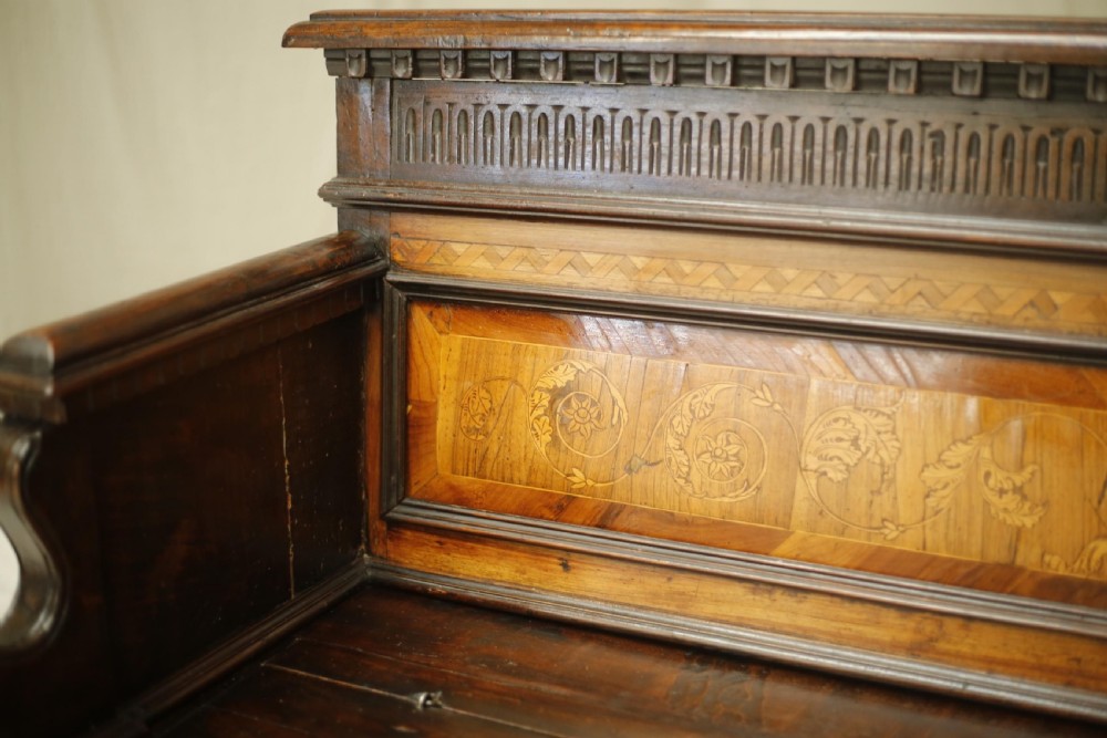 19th century Italian penwork detail hall bench View X