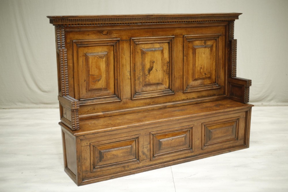 19th century Italian panelled hall bench View VI