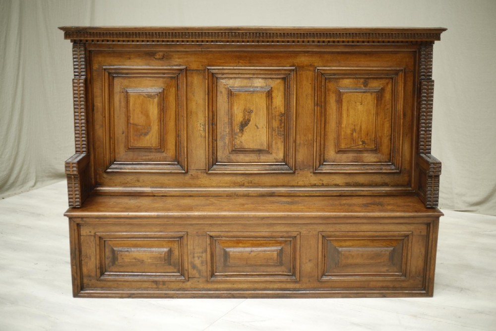 19th century Italian panelled hall bench View VII