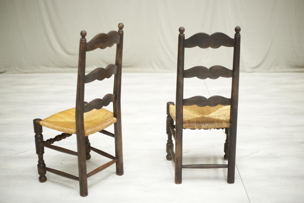 8 20th century Painted rush seated dining chairs View XII