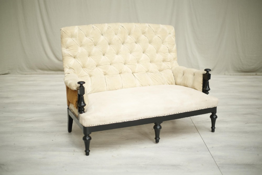 Napoleon III Ebonised frame buttoned back sofa View III