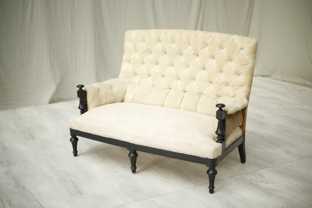 Napoleon III Ebonised frame buttoned back sofa View VI