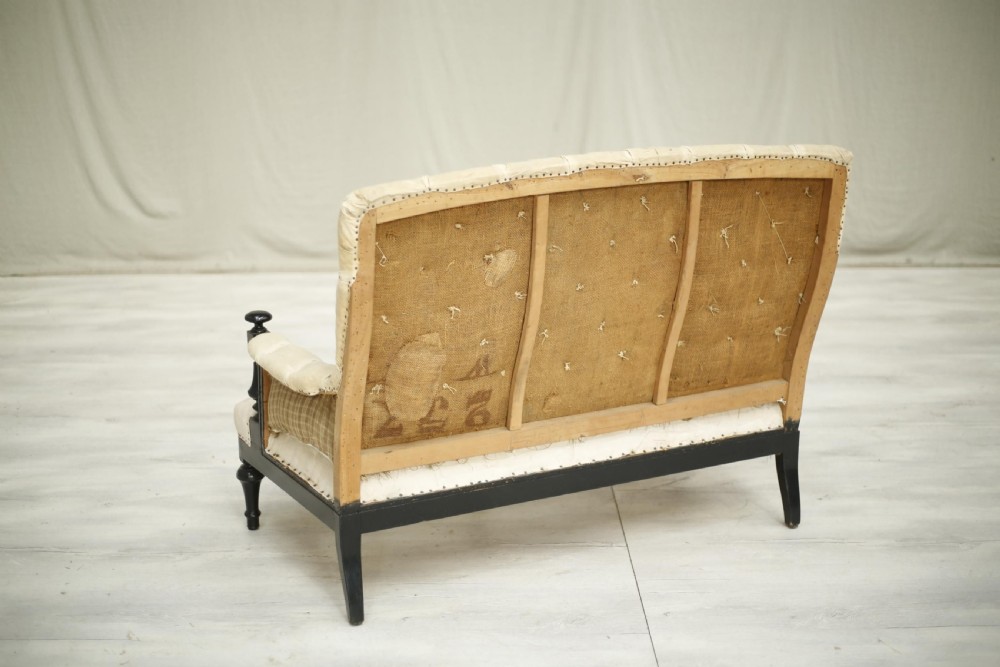 Napoleon III Ebonised frame buttoned back sofa View VII