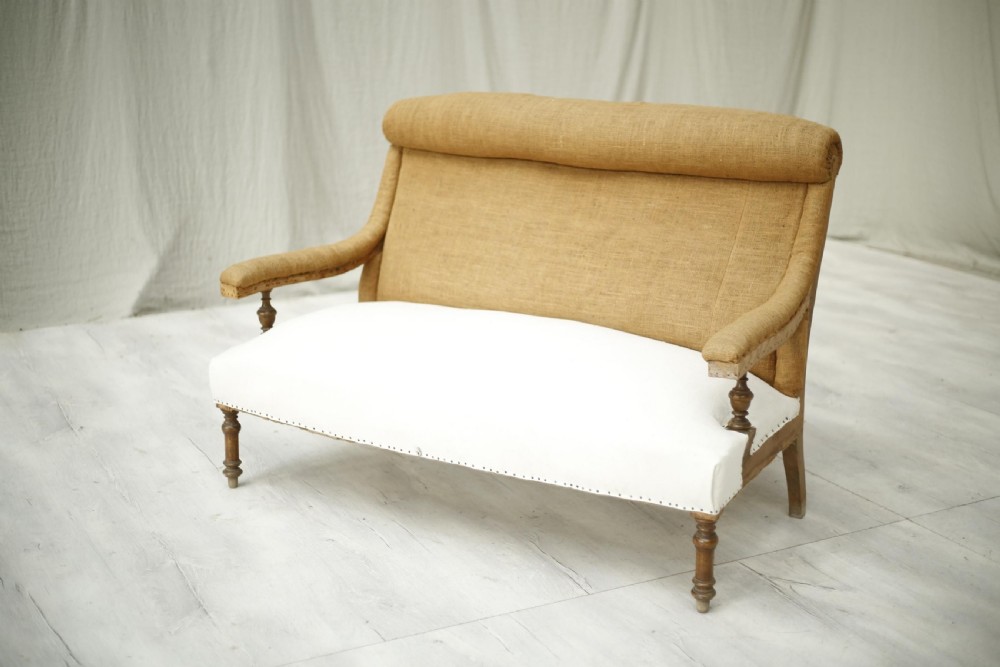 19th century French roll top open armed sofa View IV