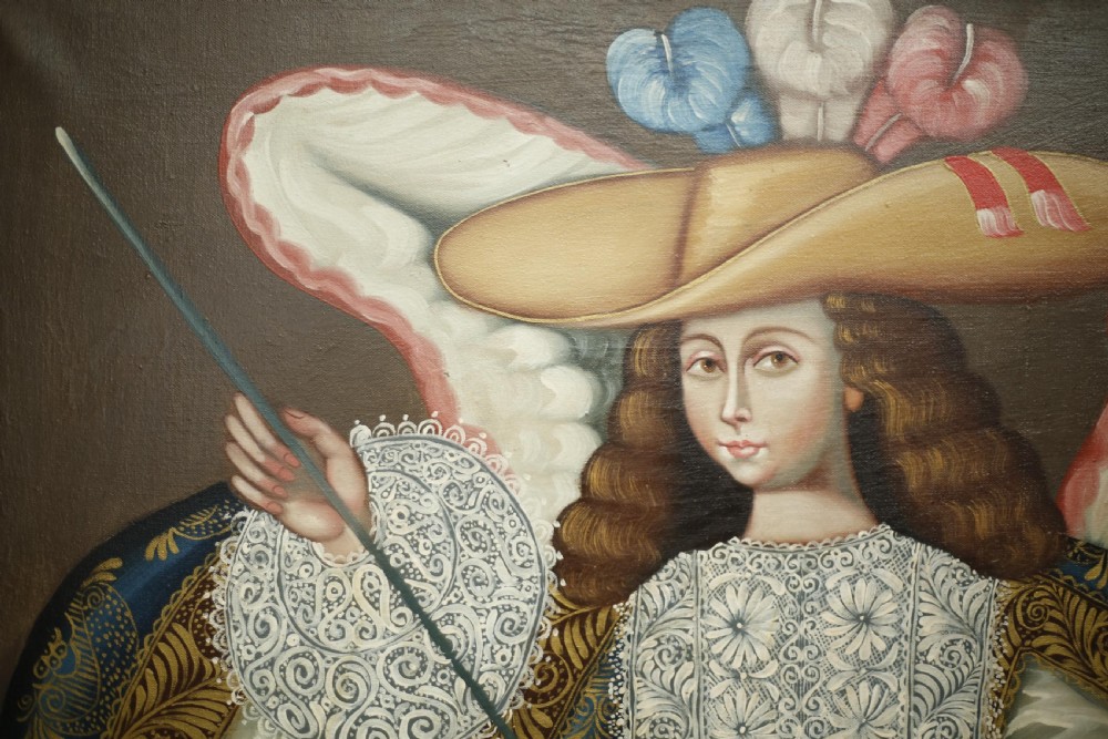 20th century oil painting of an Angel with a rifle View VIII