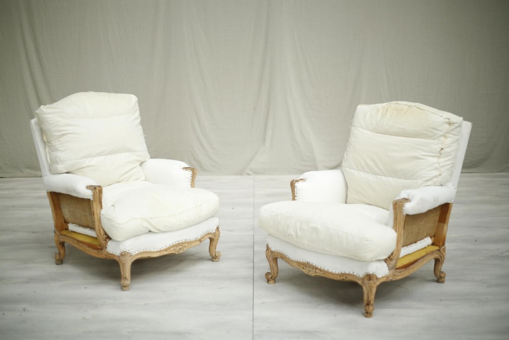 Pair of 20th century pale framed French armchairs View II
