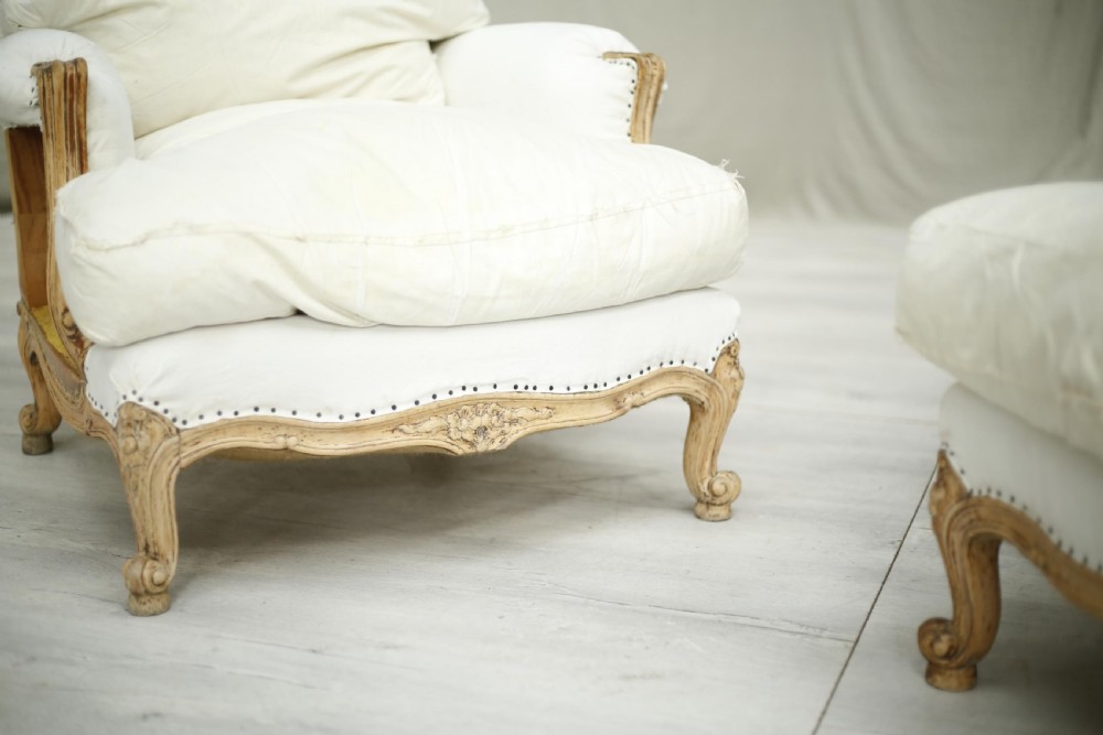 Pair of 20th century pale framed French armchairs View IV