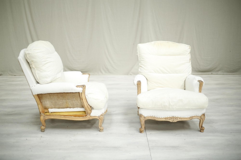 Pair of 20th century pale framed French armchairs View VII