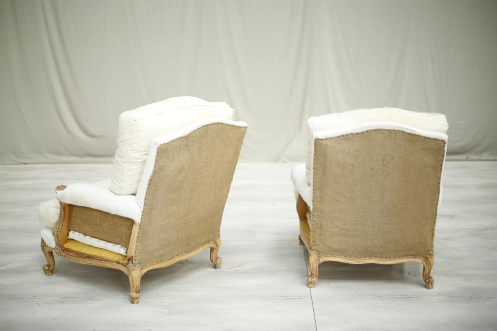 Pair of 20th century pale framed French armchairs View VIII
