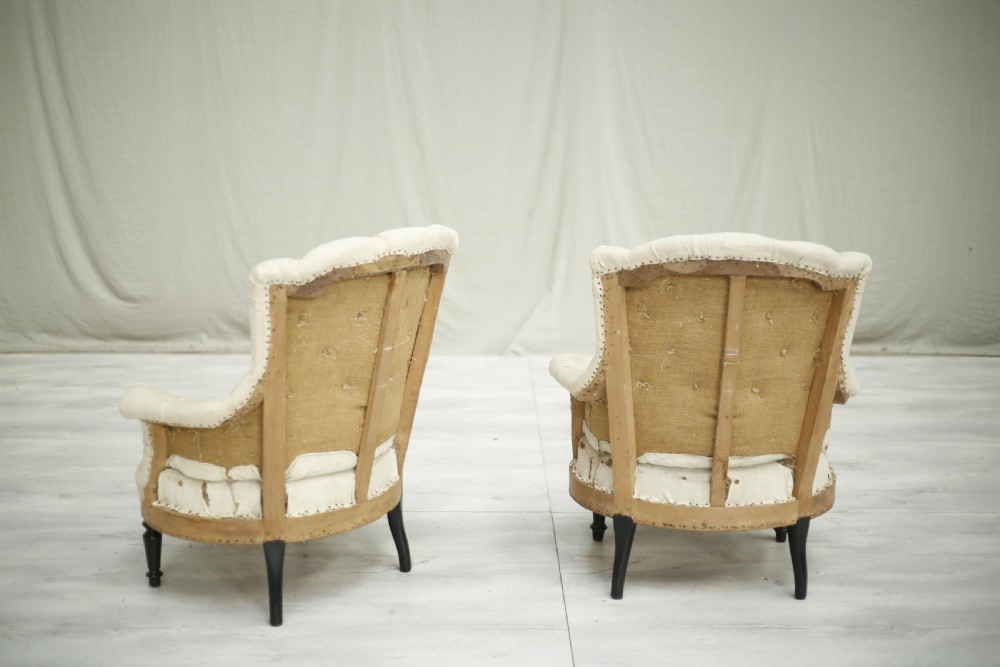Pair of Napoleon III buttoned shield back armchairs View VII