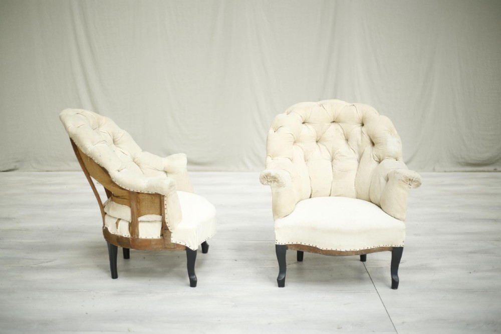 Pair of Napoleon III curved back tub chairs View IV
