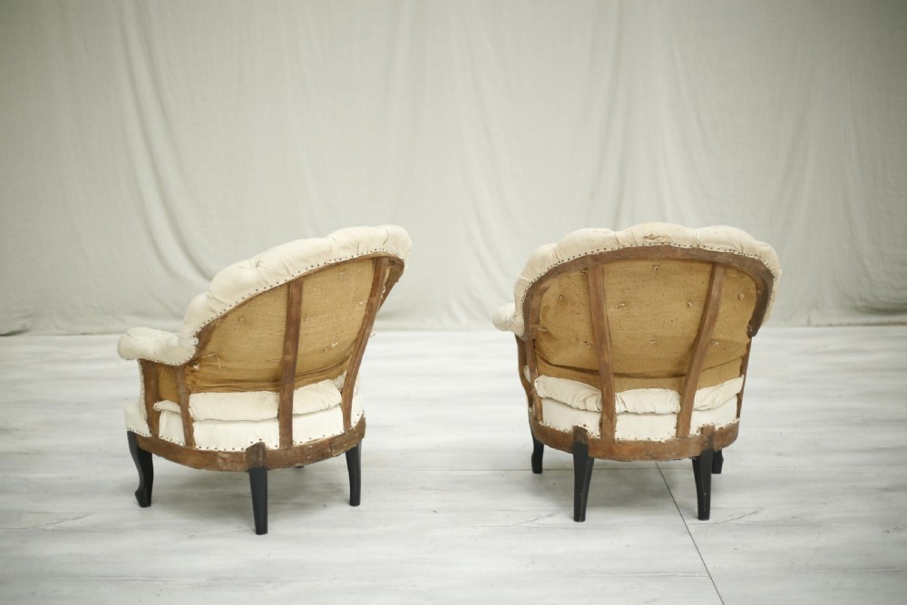 Pair of Napoleon III curved back tub chairs View V