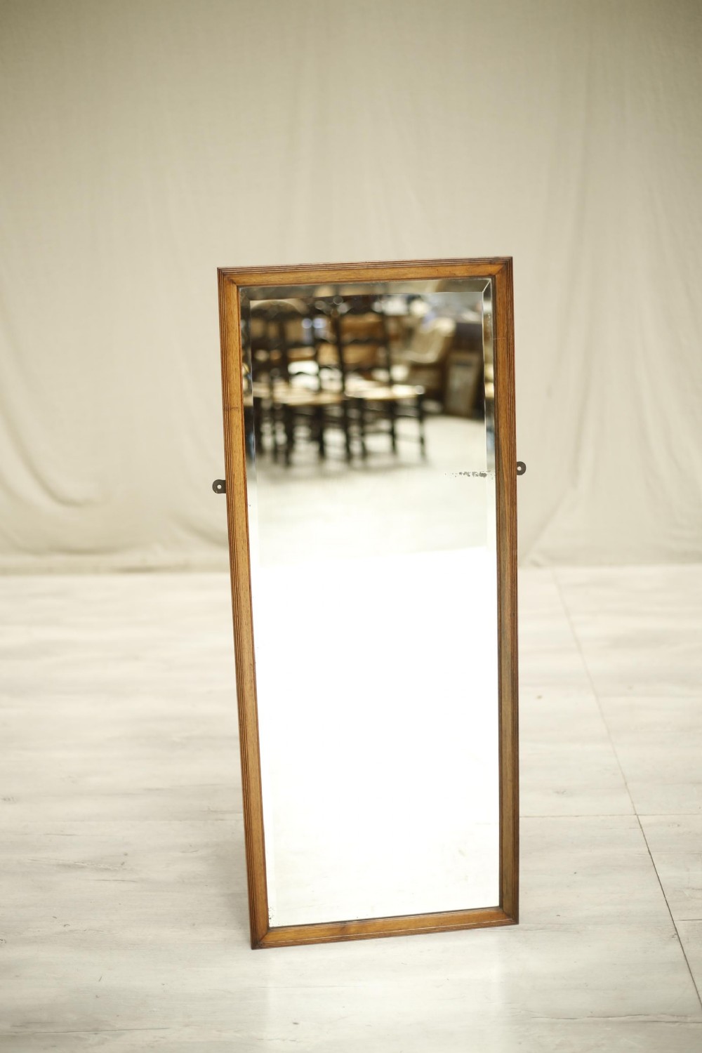 20th century oak tailors mirror with reeded detail