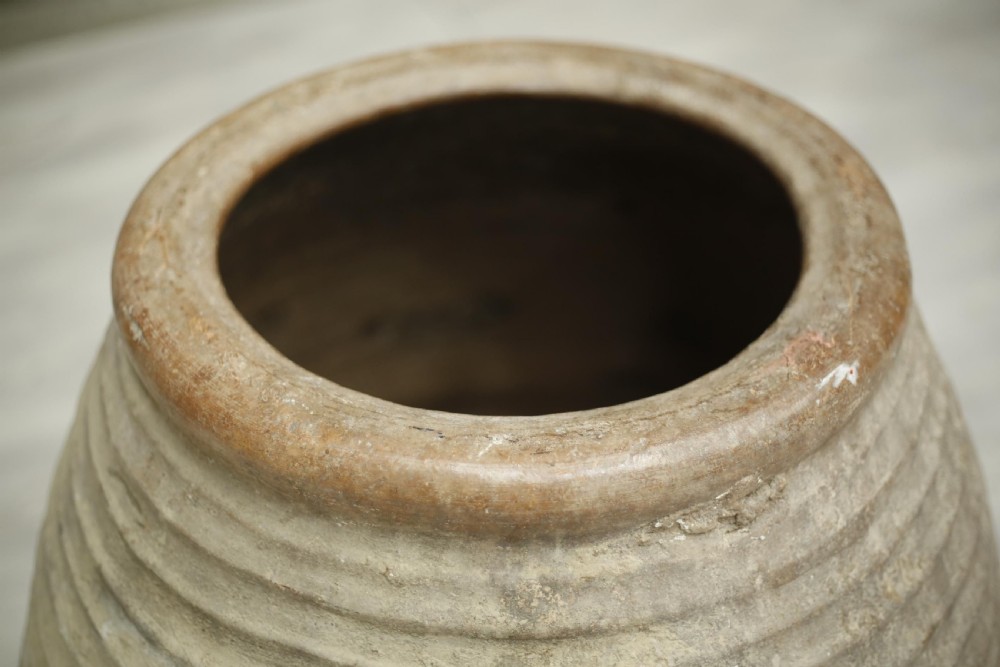 Large early 20th century Spanish olive pot- Grey View VII