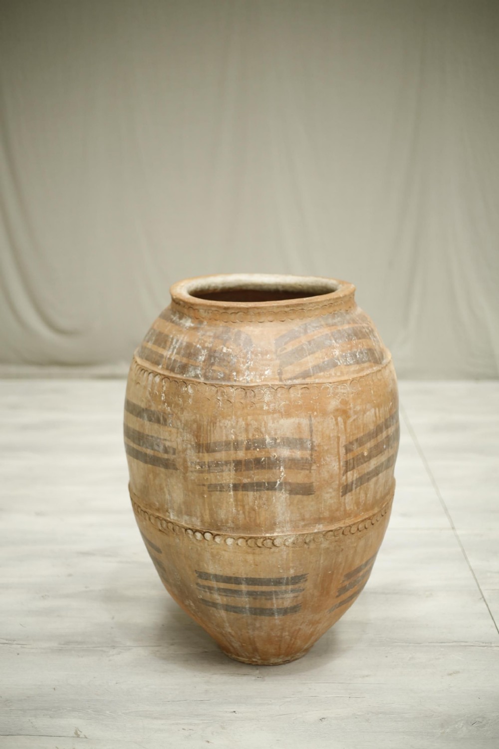Large Early 20th century Spanish olive pot- Striped