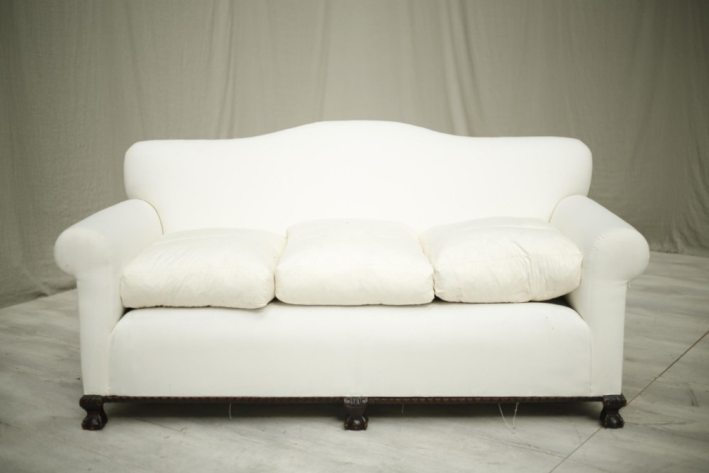 c.1900 English country house sofa with claw feet View IV