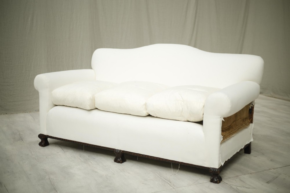 c.1900 English country house sofa with claw feet View V