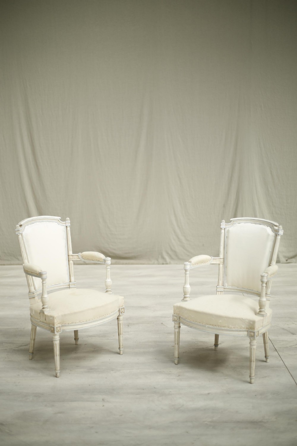 Pair of c.1920's French painted open armchairs